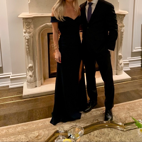 Song of Love Navy Blue Off-the-Shoulder Maxi Dress - Picture 4 of 4